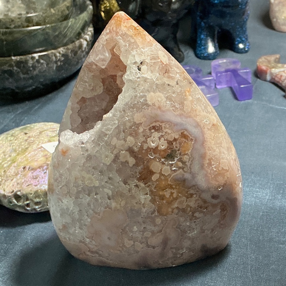 Flower agate/pink amethyst flame